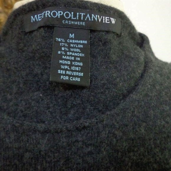 VGUC - METROPOLITAN VIEW  Man's Charcoal Gray Cashmere Crewneck Sweater Size M - Picture 6 of 6